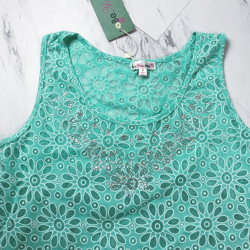 Mint Sheer Tank Top with Sparkles - Size Medium - Picture 5 of 7